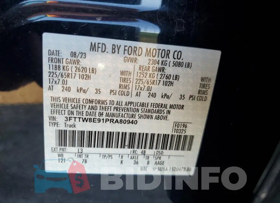 3FTTW8E91PRA80940 Photo# 12