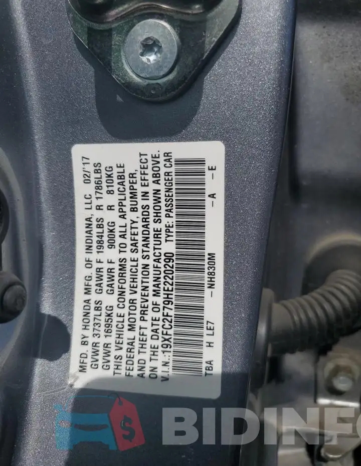 19XFC2F79HE220290 Photo# 12