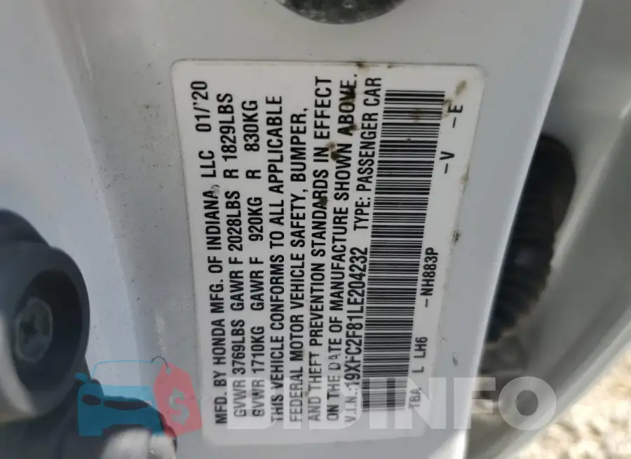 19XFC2F81LE204232 Photo# 13
