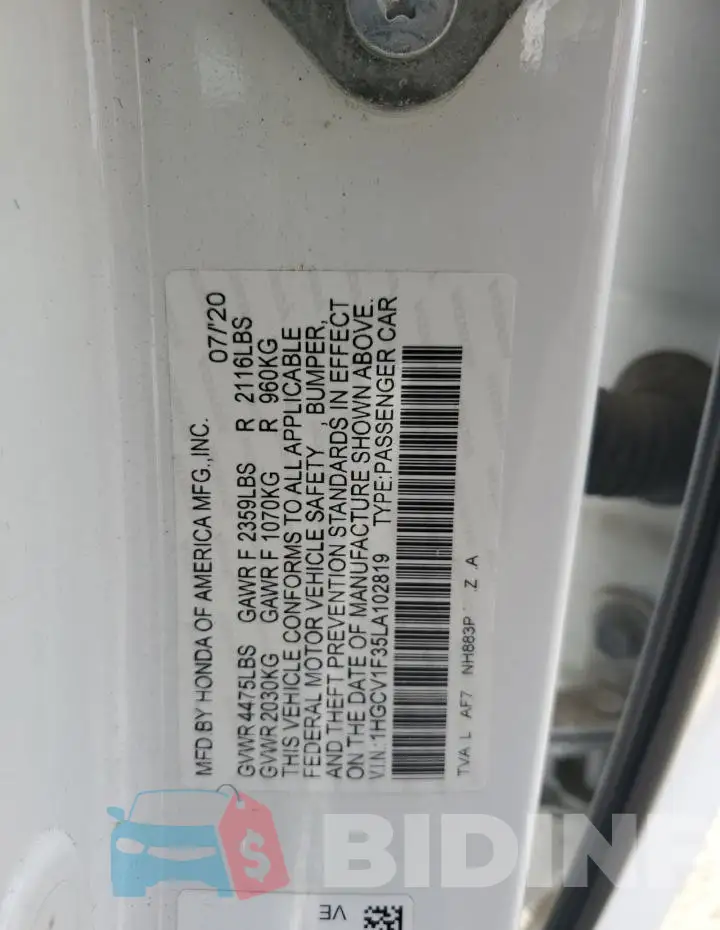 1HGCV1F35LA102819 Photo# 12