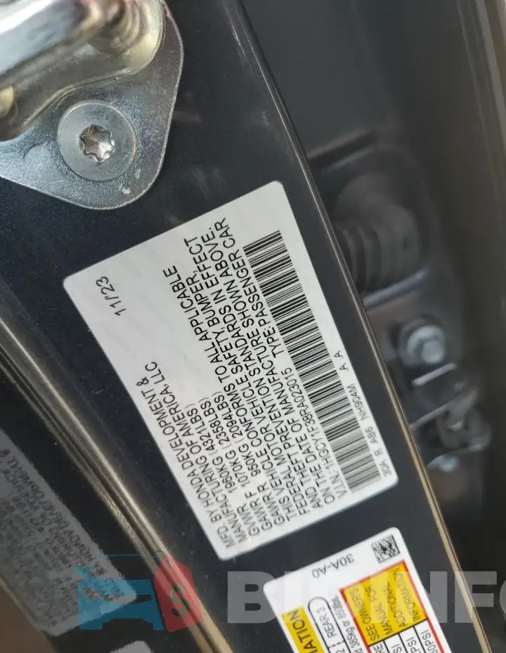 1HGCY1F38RA023015 Photo# 12