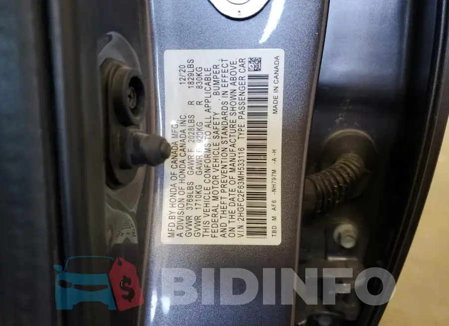 2HGFC2F63MH533116 Photo# 12