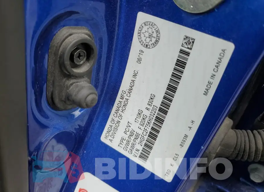 2HGFC2F75KH032203 Photo# 12