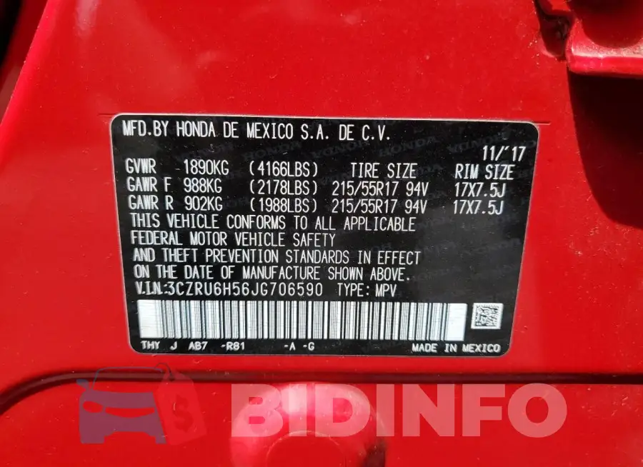 3CZRU6H56JG706590 Photo# 14
