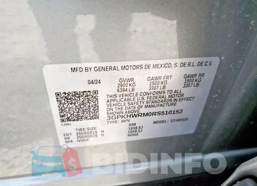 3GPKHWRM0RS510153 Photo# 12