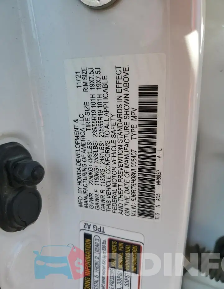 5J6RT6H98NL006407 Photo# 13