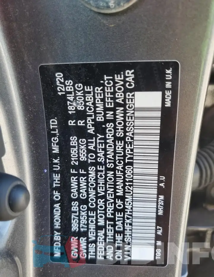SHHFK7H45MU211060 Photo# 12