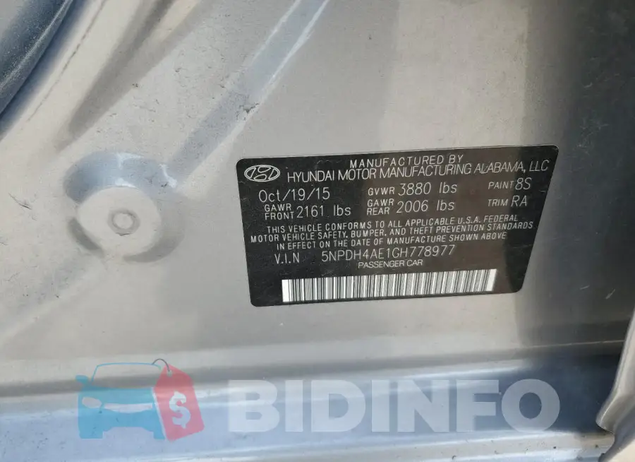 5NPDH4AE1GH778977 Photo# 12