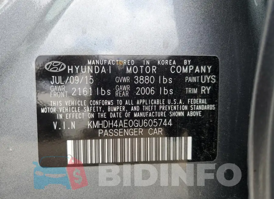 KMHDH4AE0GU605744 Photo# 12