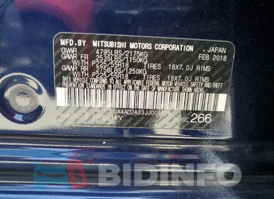 JA4AD2A33JJ004725 Photo# 13