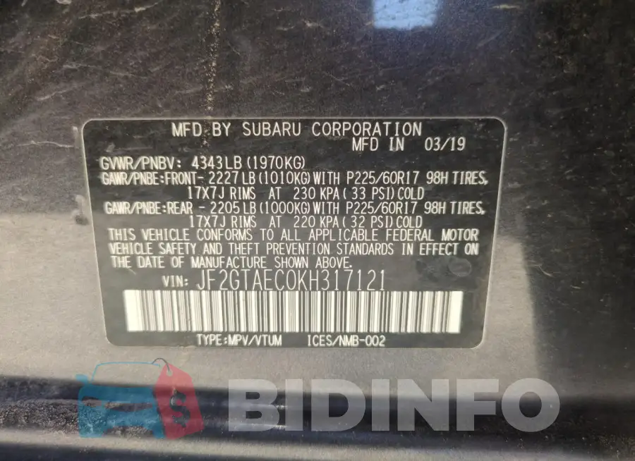 JF2GTAEC0KH317121 Photo# 13