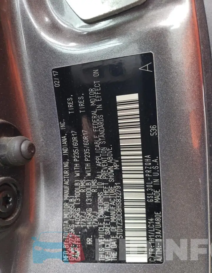 5TDYZ3DC8HS832791 Photo# 14