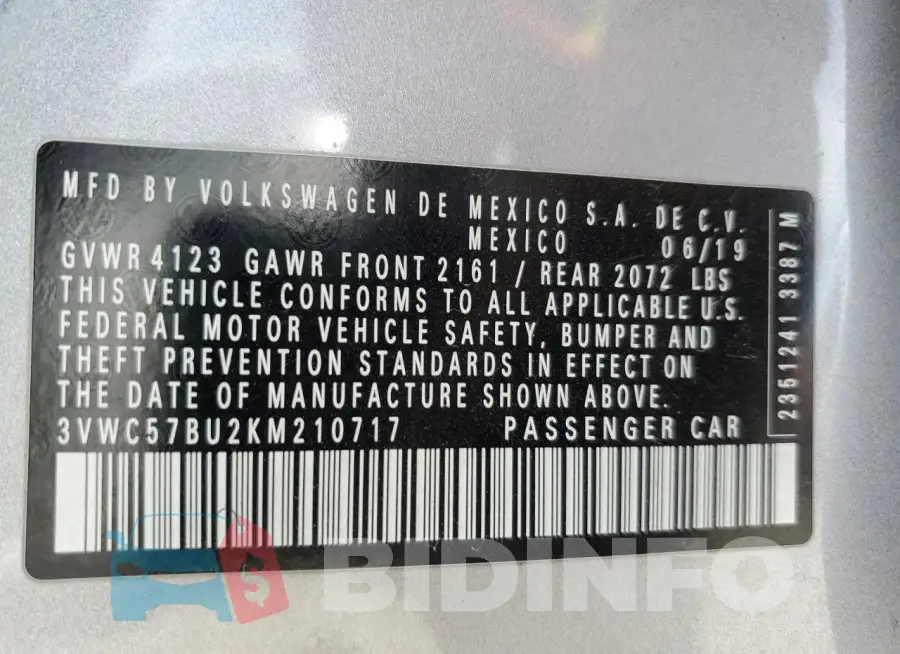 3VWC57BU2KM210717 Photo# 12