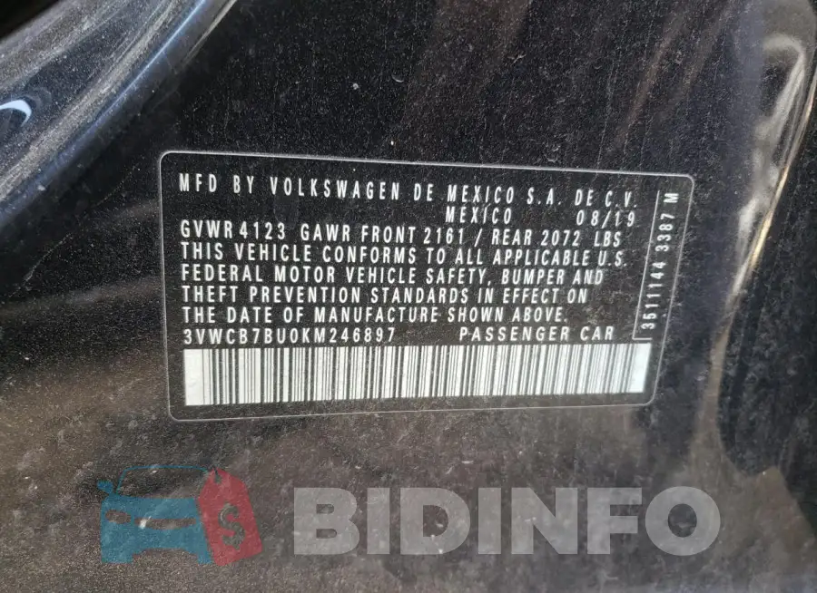 3VWCB7BU0KM246897 Photo# 10