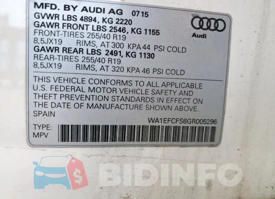 WA1EFCFS6GR005296 Photo# 13