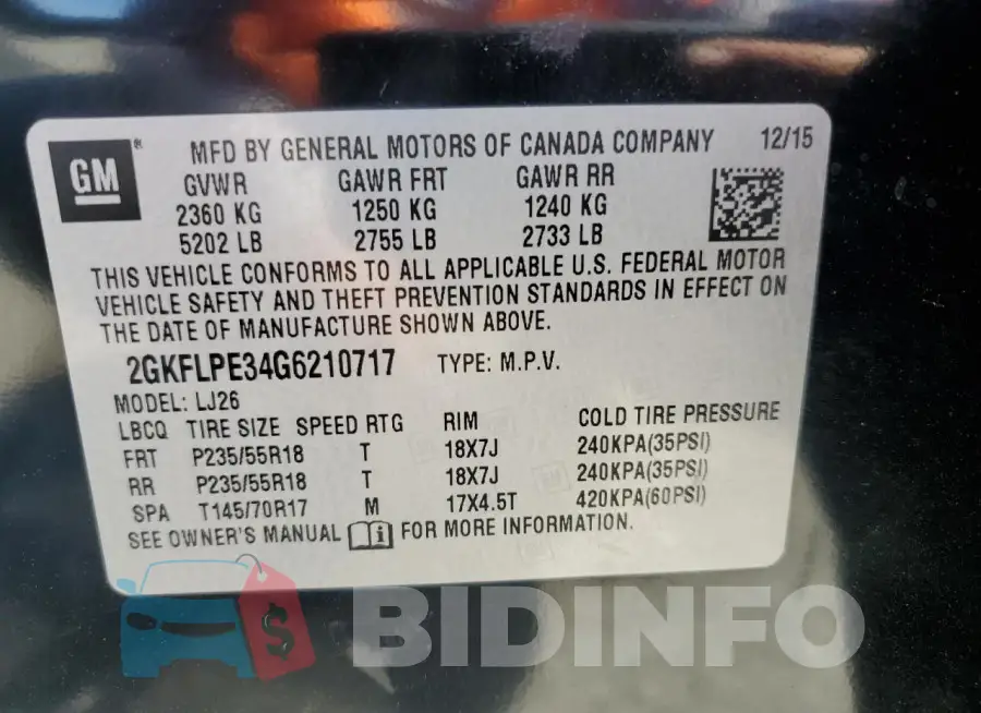 2GKFLPE34G6210717 Photo# 12