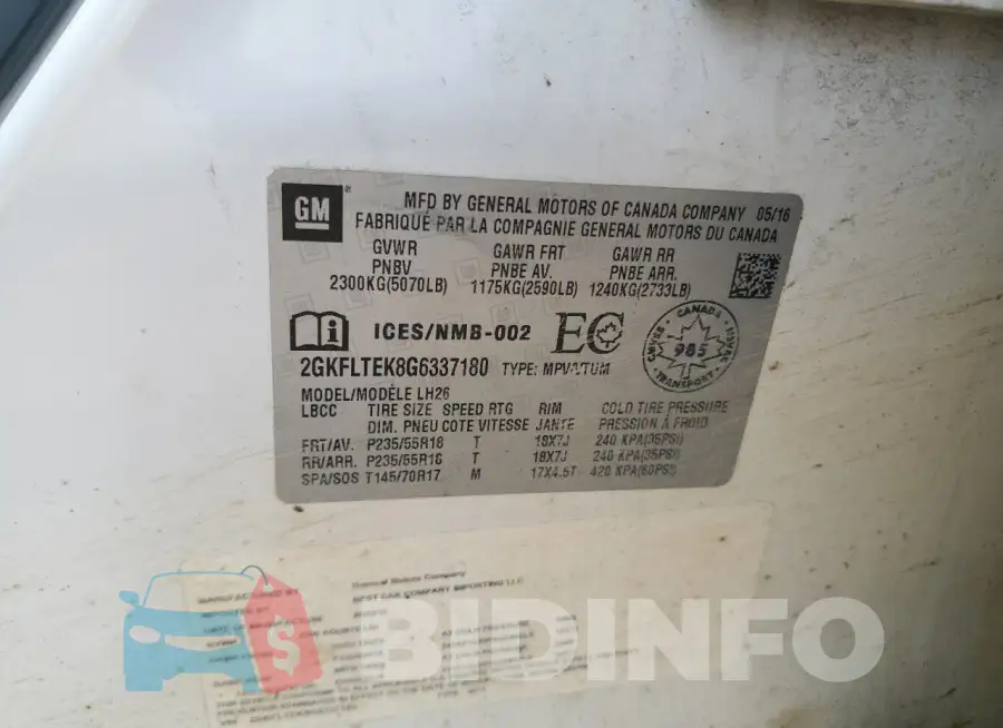2GKFLTEK8G6337180 Photo# 13