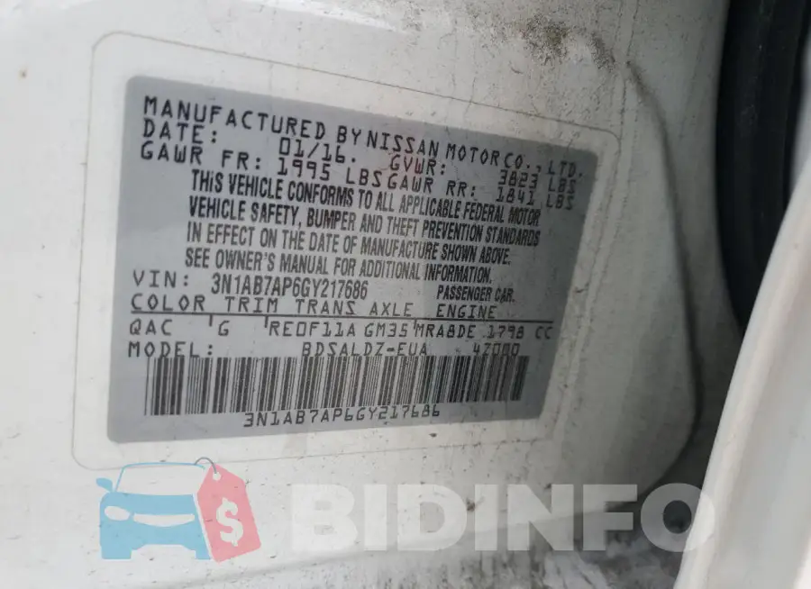 3N1AB7AP6GY217686 Photo# 12