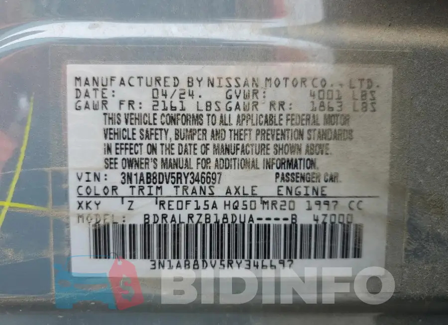 3N1AB8DV5RY346697 Photo# 12