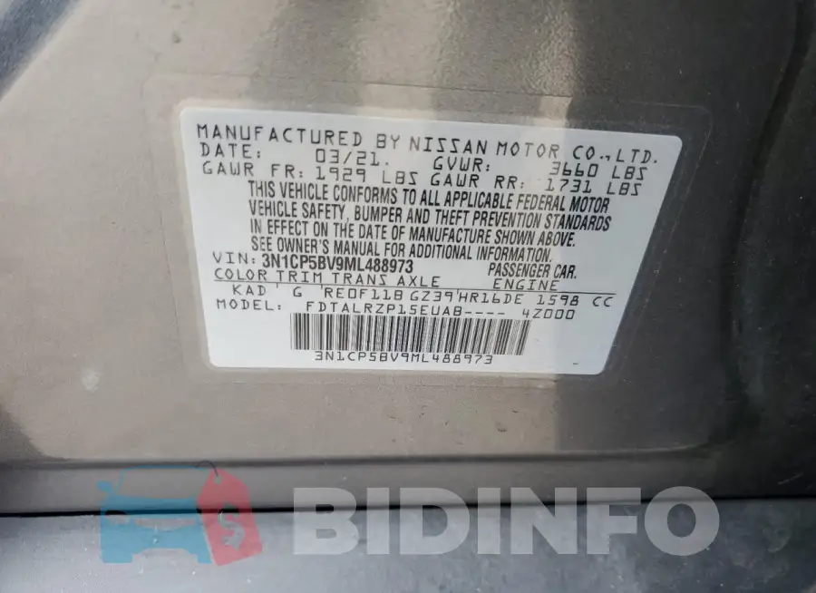 3N1CP5BV9ML488973 Photo# 14