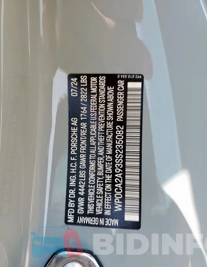 WP0CA2A93SS235082 Photo# 13