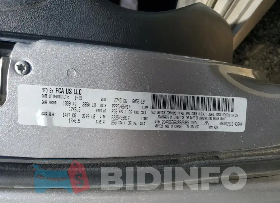 2C4RDGEG2KR623395 Photo# 14