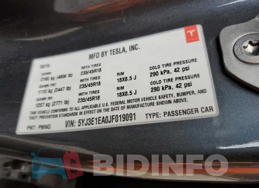 5YJ3E1EA0JF019091 Photo# 12