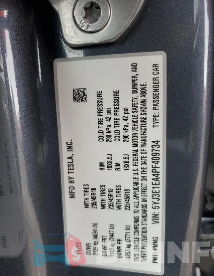 5YJ3E1EA4PF409734 Photo# 12