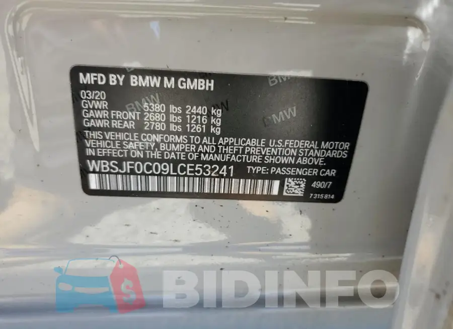 WBSJF0C09LCE53241 Photo# 12