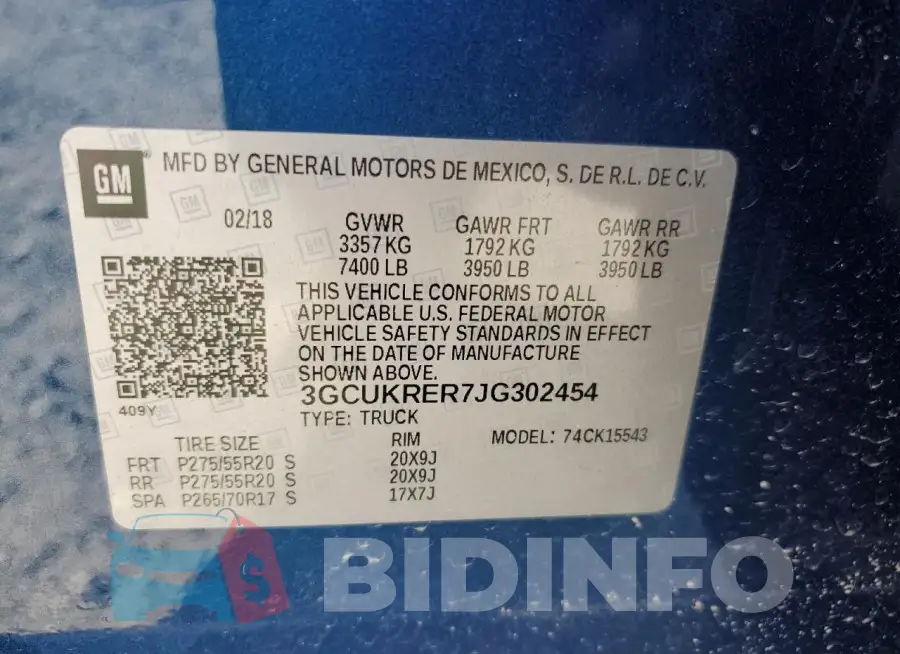 3GCUKRER7JG302454 Photo# 12