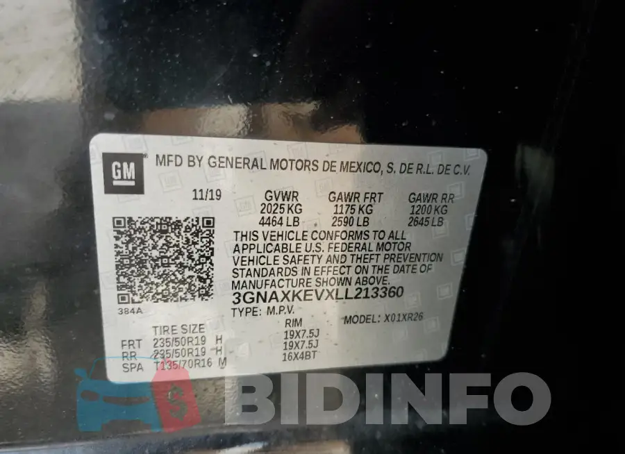 3GNAXKEVXLL213360 Photo# 13