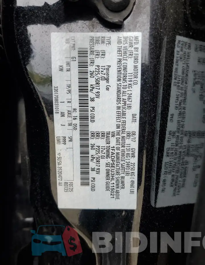 1FADP5EU3HL115021 Photo# 13