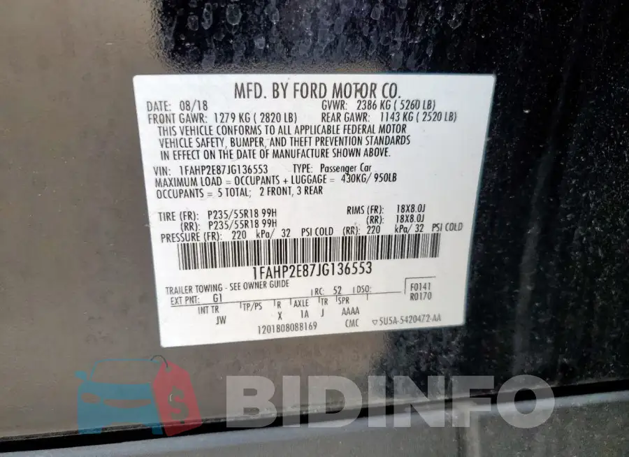 1FAHP2E87JG136553 Photo# 13