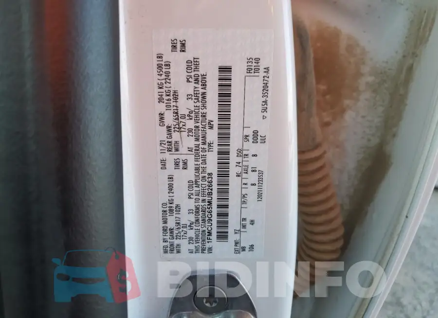 1FMCU9G65MUB26638 Photo# 14