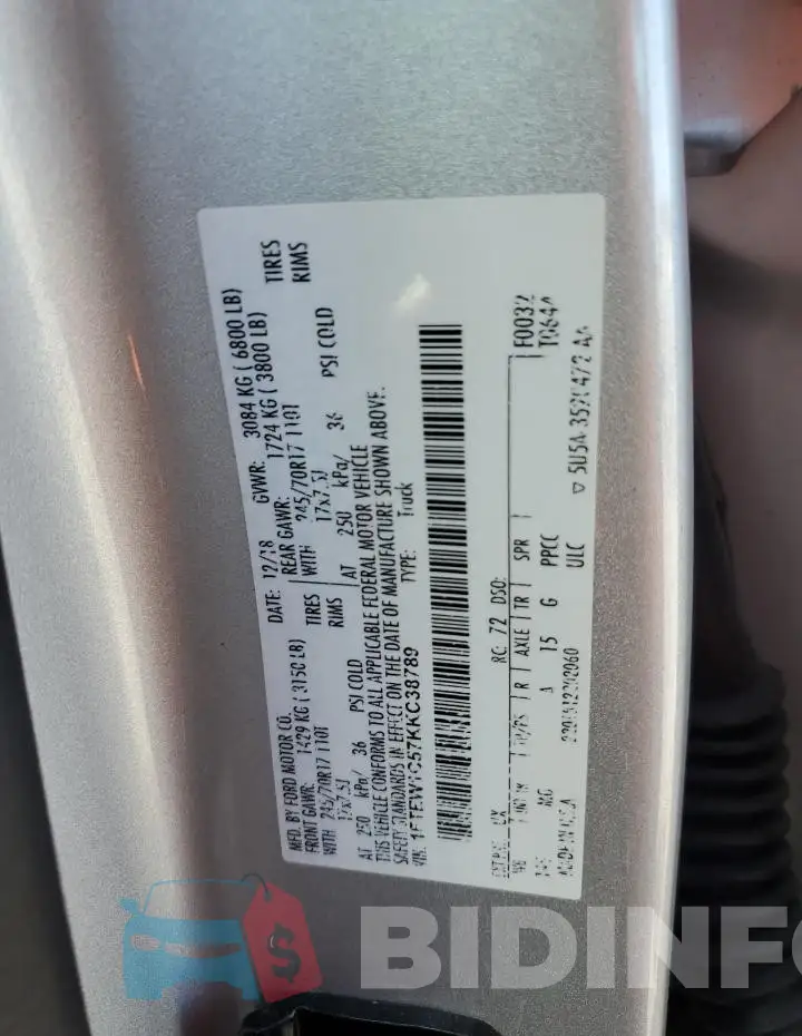 1FTEW1C57KKC38789 Photo# 12