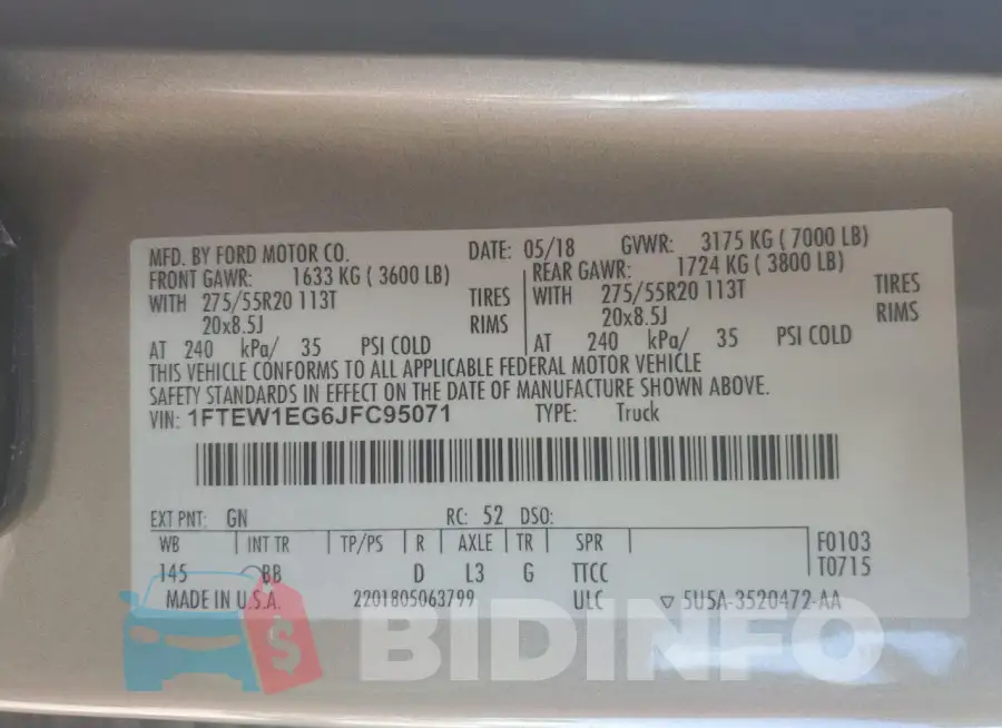 1FTEW1EG6JFC95071 Photo# 12