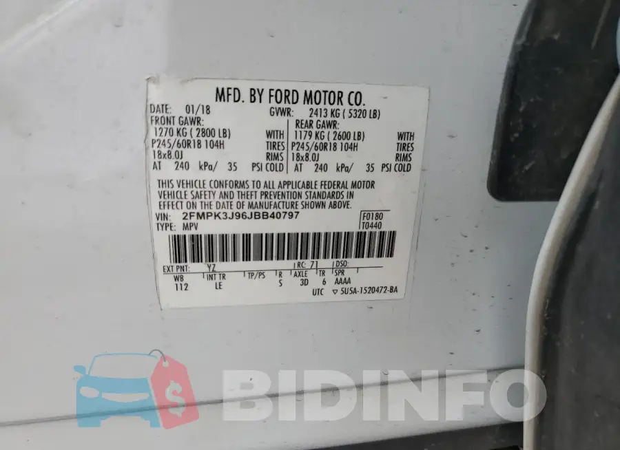 2FMPK3J96JBB40797 Photo# 12