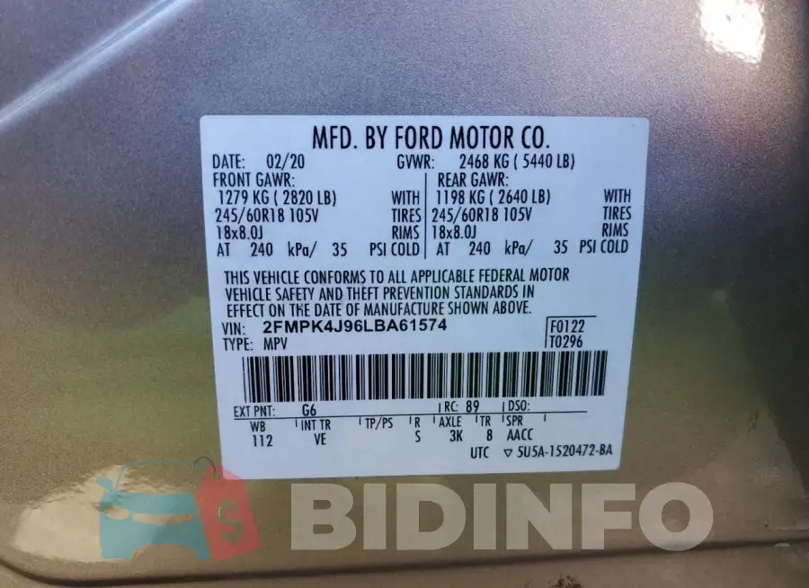 2FMPK4J96LBA61574 Photo# 13