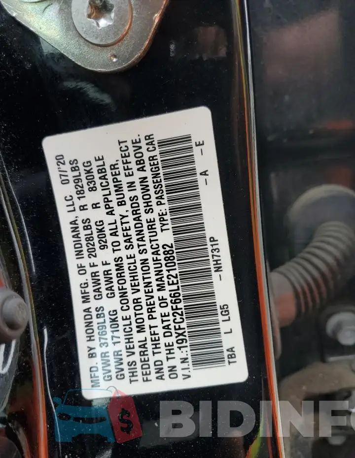 19XFC2F66LE210882 Photo# 12