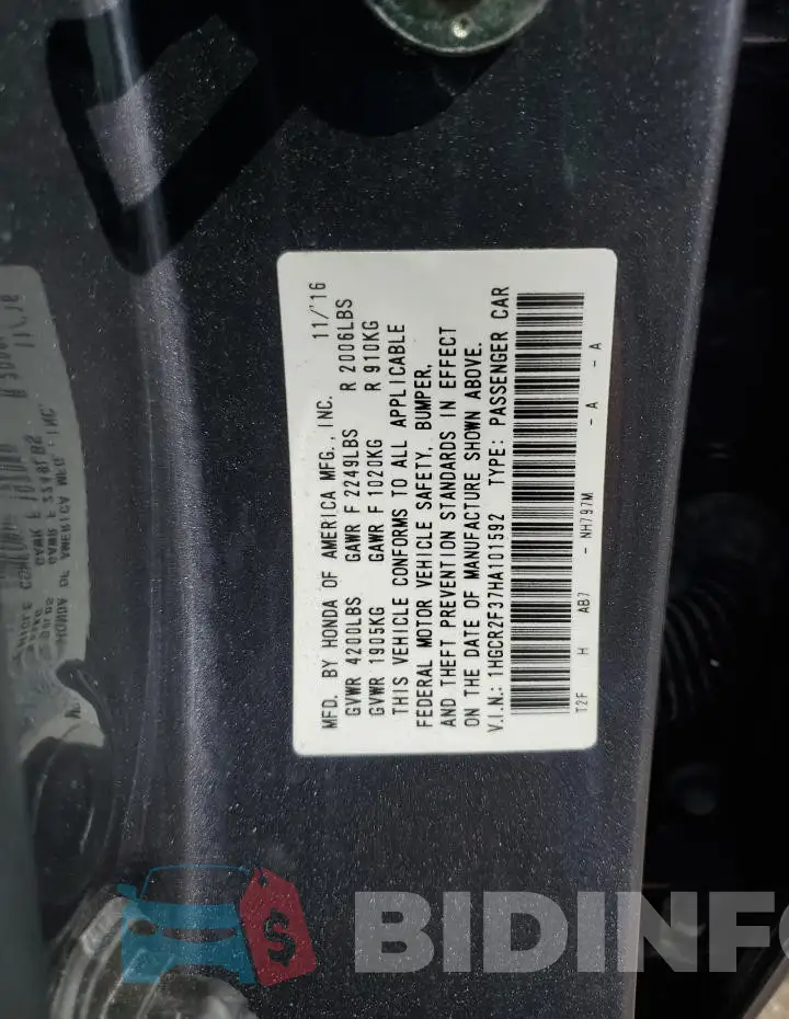 1HGCR2F37HA101592 Photo# 12