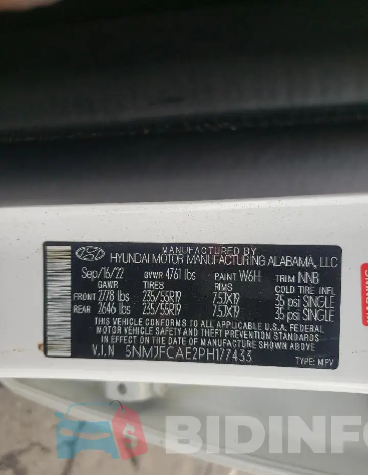 5NMJFCAE2PH177433 Photo# 12