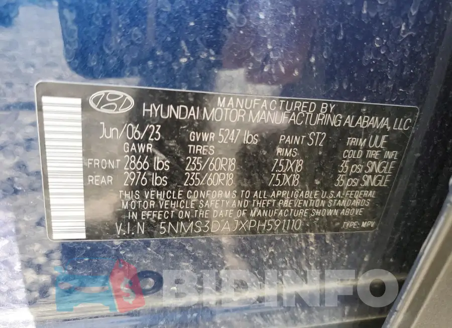 5NMS3DAJXPH591110 Photo# 13
