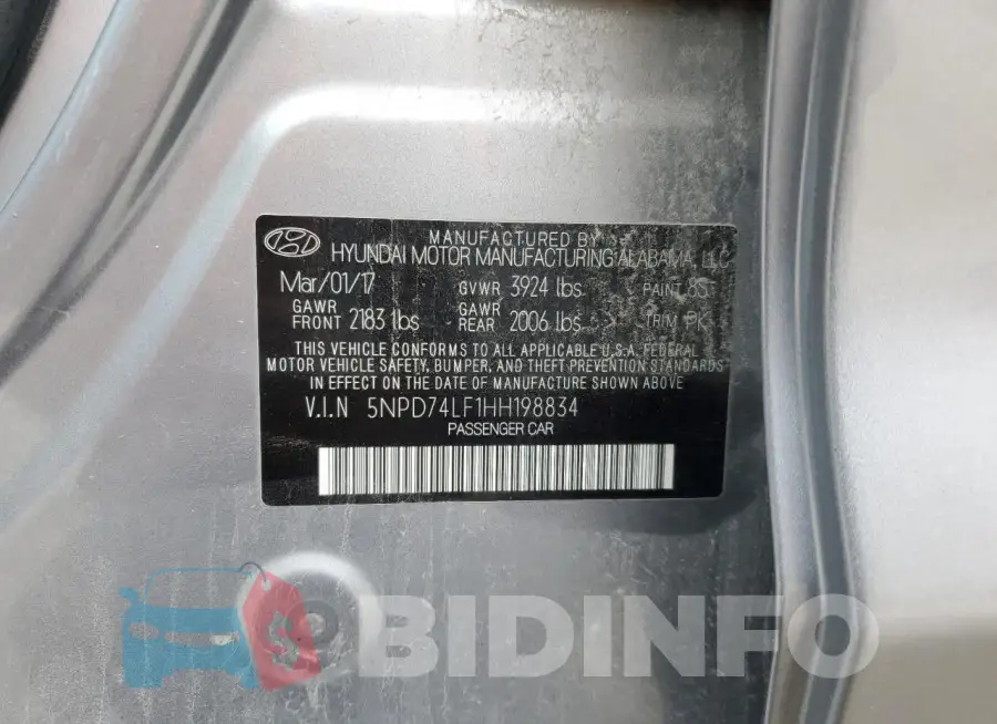 5NPD74LF1HH198834 Photo# 12