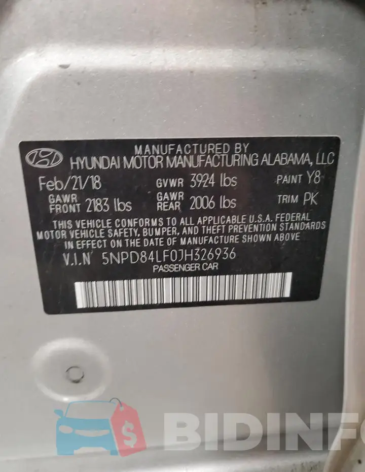 5NPD84LF0JH326936 Photo# 13