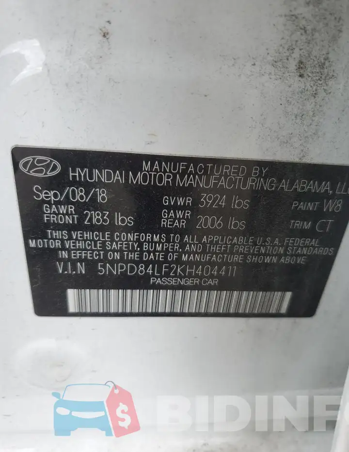 5NPD84LF2KH404411 Photo# 12