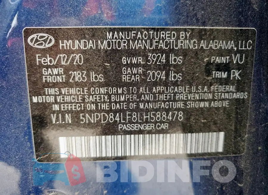 5NPD84LF8LH588478 Photo# 12