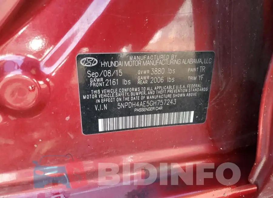 5NPDH4AE5GH757243 Photo# 12