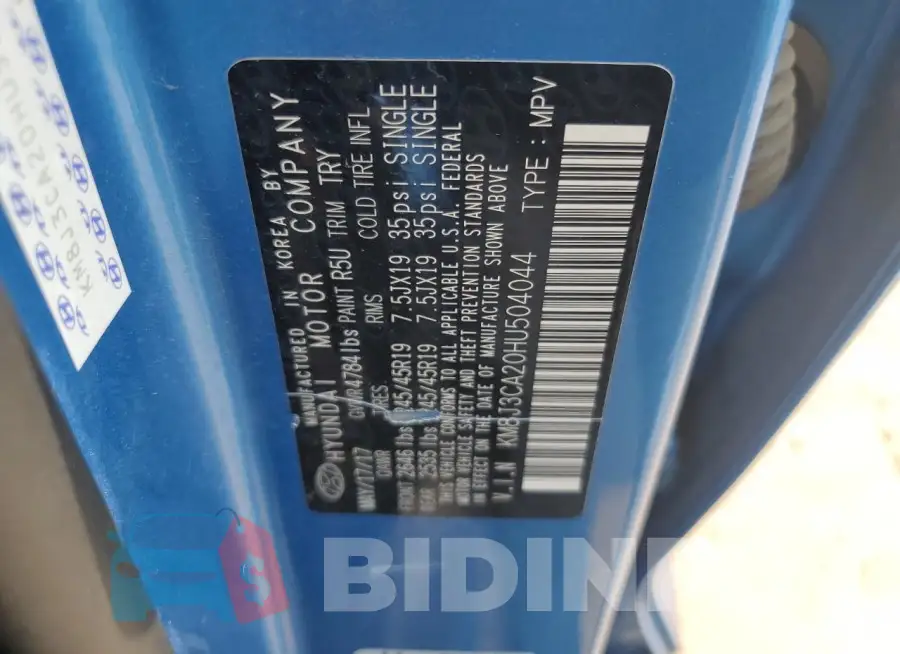 KM8J3CA20HU504044 Photo# 12