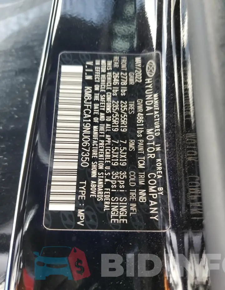 KM8JFCA19NU067350 Photo# 13