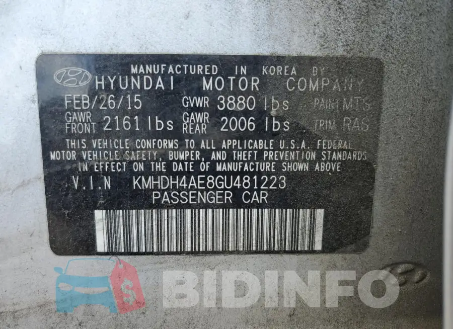 KMHDH4AE8GU481223 Photo# 12